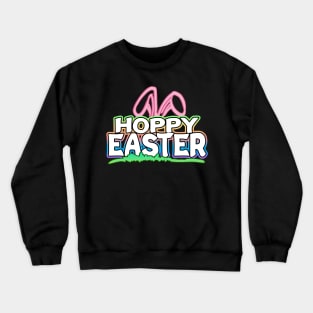 Hoppy Easter Bunny Ears White Crewneck Sweatshirt